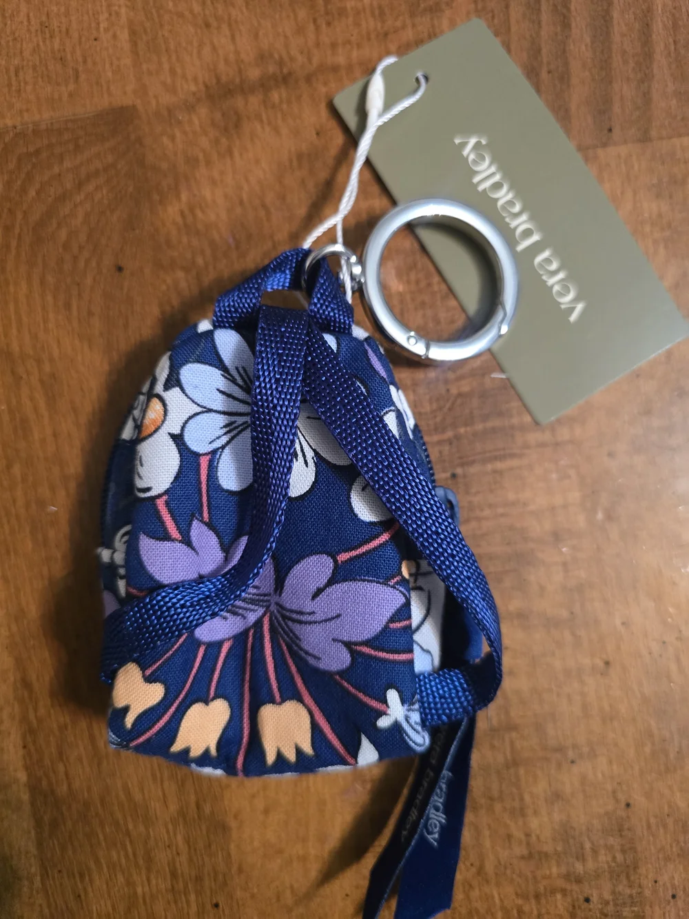 Vera Bradley Navy Floral Mini Backpack Keyring